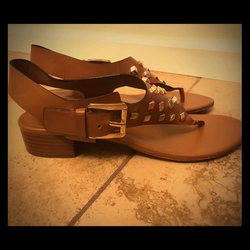 Michael Kors London Brown Leather Thong Sandals